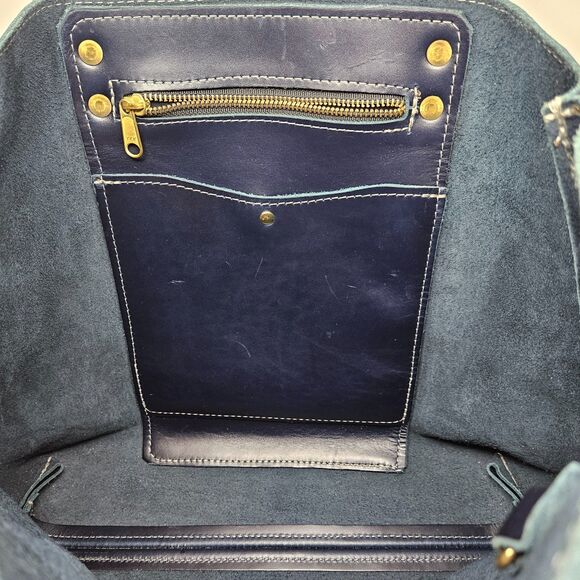 LIFETIME LEATHER Lifetime Tote Bag Navy Blue Minimalist Hand Crafted Durable - Picture 11 of 11